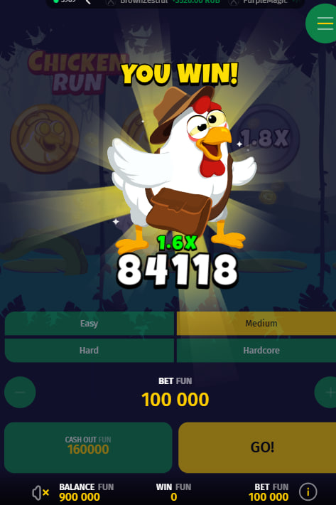 Homescreen-Shortcut Die Browser-App für Chicken Run